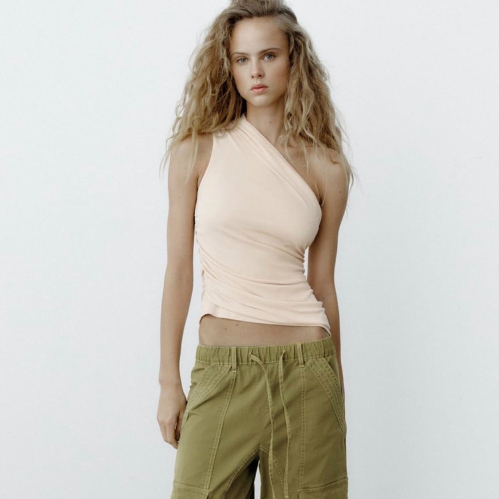 Zara Ruched Asymmetric Top